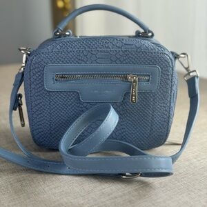 Chic Blue Textured Crossbody Bag